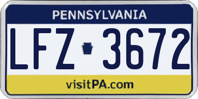 PA license plate LFZ3672