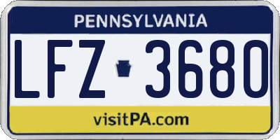 PA license plate LFZ3680