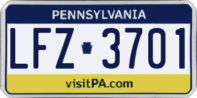 PA license plate LFZ3701