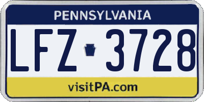 PA license plate LFZ3728