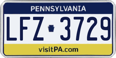 PA license plate LFZ3729