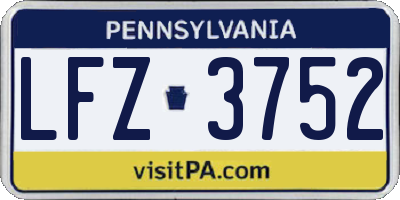 PA license plate LFZ3752