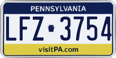 PA license plate LFZ3754