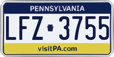 PA license plate LFZ3755
