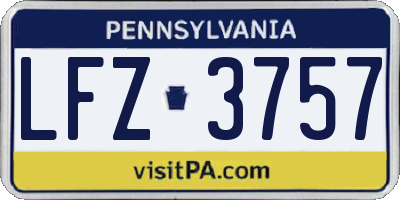 PA license plate LFZ3757