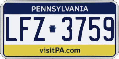 PA license plate LFZ3759