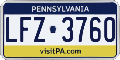 PA license plate LFZ3760
