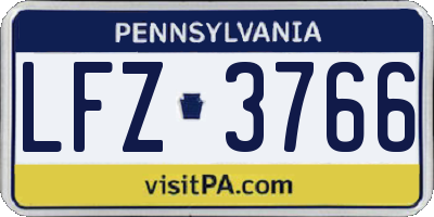 PA license plate LFZ3766