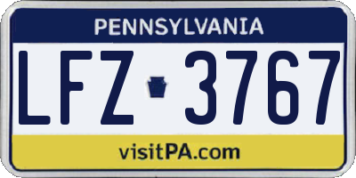 PA license plate LFZ3767