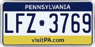 PA license plate LFZ3769
