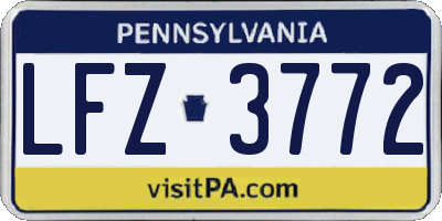 PA license plate LFZ3772