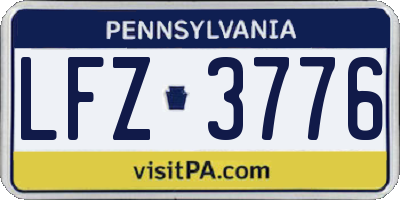 PA license plate LFZ3776