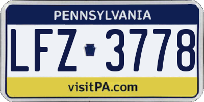 PA license plate LFZ3778