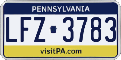 PA license plate LFZ3783
