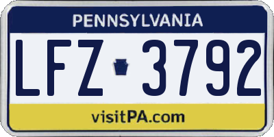PA license plate LFZ3792