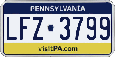 PA license plate LFZ3799