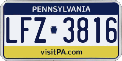 PA license plate LFZ3816