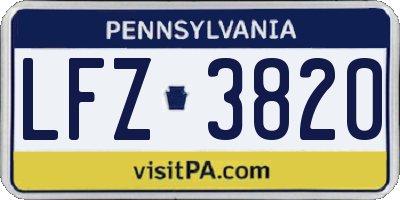 PA license plate LFZ3820