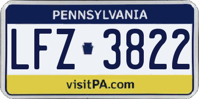 PA license plate LFZ3822