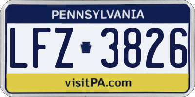 PA license plate LFZ3826