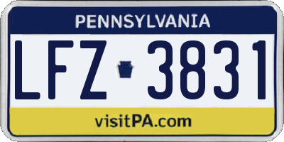 PA license plate LFZ3831