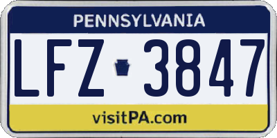 PA license plate LFZ3847