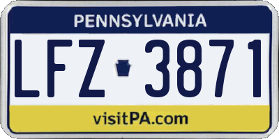 PA license plate LFZ3871