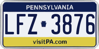 PA license plate LFZ3876