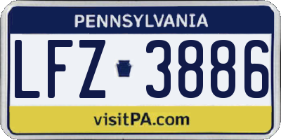 PA license plate LFZ3886