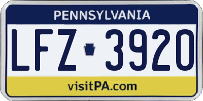 PA license plate LFZ3920
