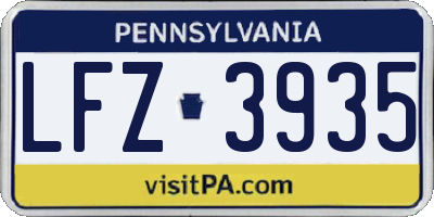 PA license plate LFZ3935