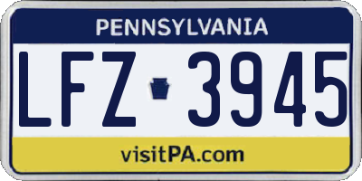 PA license plate LFZ3945