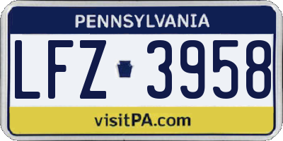 PA license plate LFZ3958