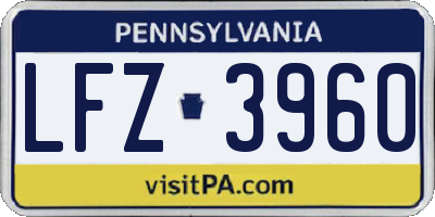 PA license plate LFZ3960