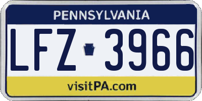 PA license plate LFZ3966