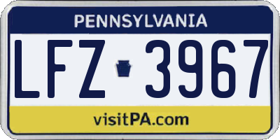 PA license plate LFZ3967
