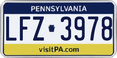 PA license plate LFZ3978