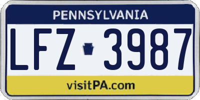 PA license plate LFZ3987
