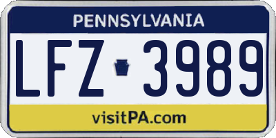 PA license plate LFZ3989