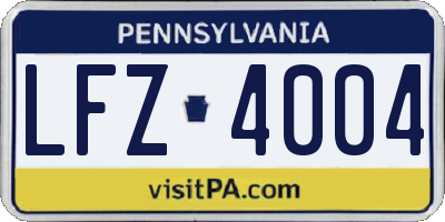 PA license plate LFZ4004