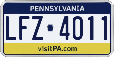 PA license plate LFZ4011