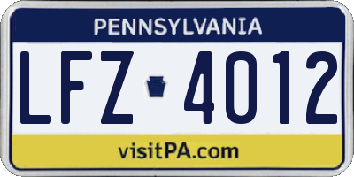 PA license plate LFZ4012
