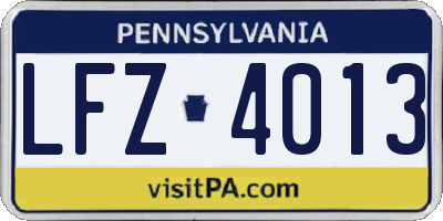 PA license plate LFZ4013