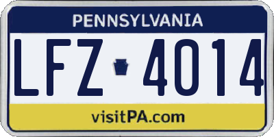 PA license plate LFZ4014
