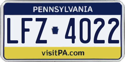 PA license plate LFZ4022