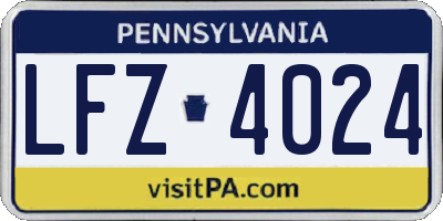 PA license plate LFZ4024
