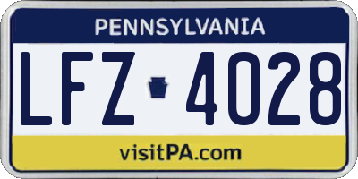 PA license plate LFZ4028