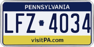PA license plate LFZ4034