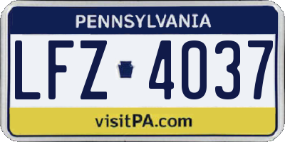 PA license plate LFZ4037