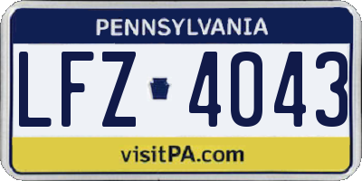 PA license plate LFZ4043
